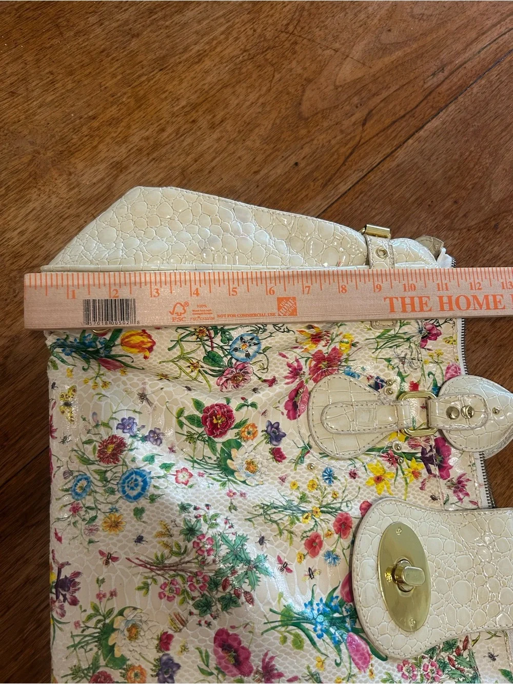 Nicole Lee Large Tote Bag/Purse Cream‎ w Floral Design